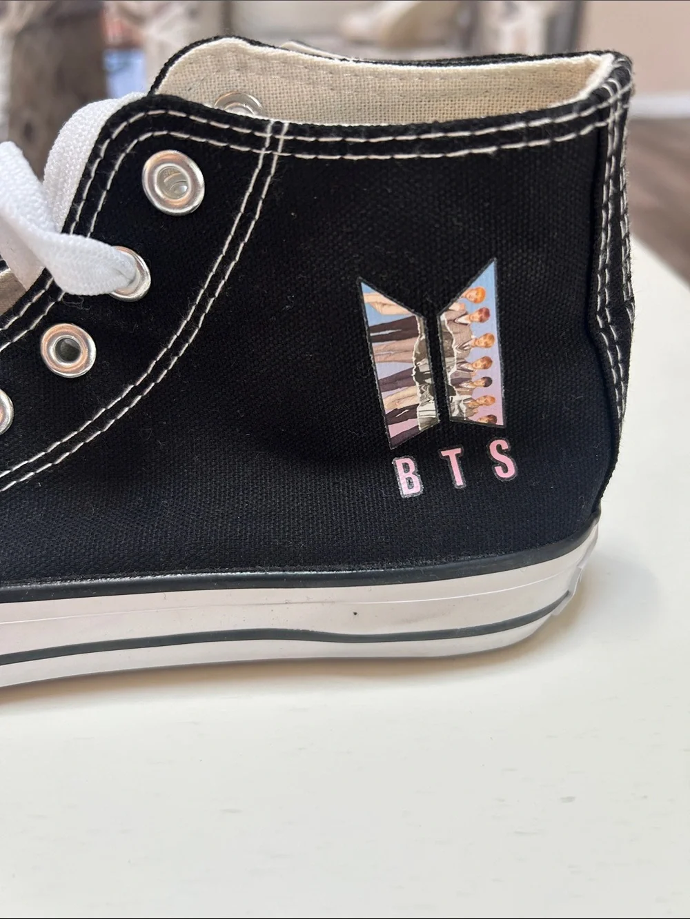 Converse Black High-Top Kids Sneakers with BTS Logo